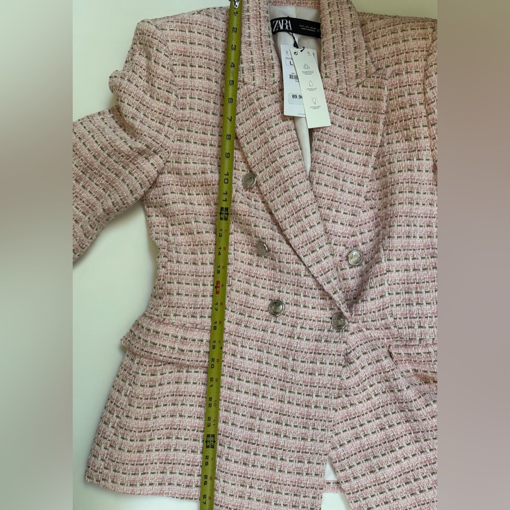 Zara Blush Pink Tweed Blazer Sz L (NWT) - $39 - Picture 11 of 11